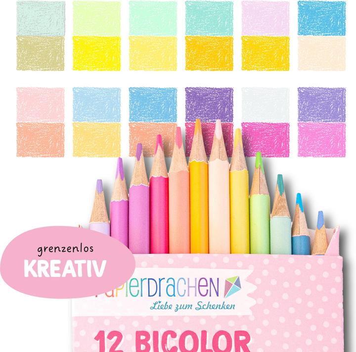 Papierdrachen 12 Bicolor Buntstifte pastell (12 x)