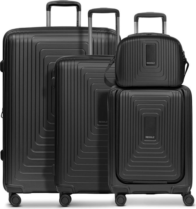Redolz Essentials 4-Rollen Kofferset + Beautycase 4 tlg. mit Dehnfalte + Laptopfach (263 l, XL (ab 115l))