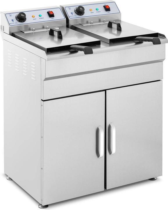 Produktbild Royal Catering Fritteuse Friteuse Fritöse Edelstahl Pommes Frittöse Öl Starkstrom 6000W Doppel