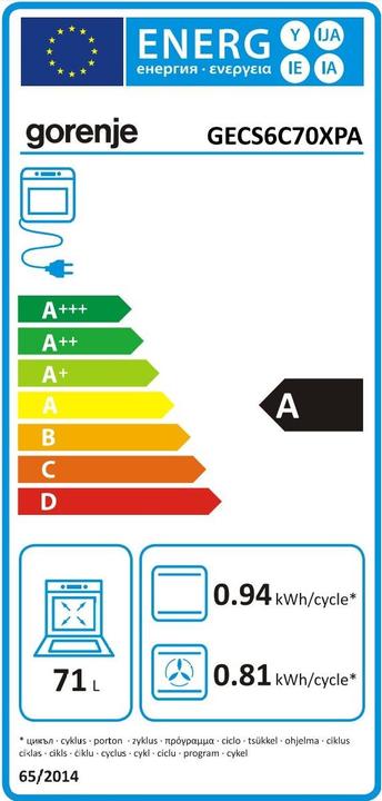 Energie-Label Gorenje GECS 6C70XP