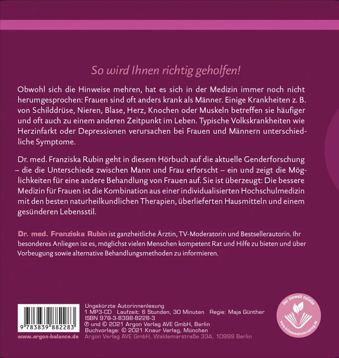 Produktbild Die bessere Medizin für Frauen (Franziska Rubin, Deutsch)
