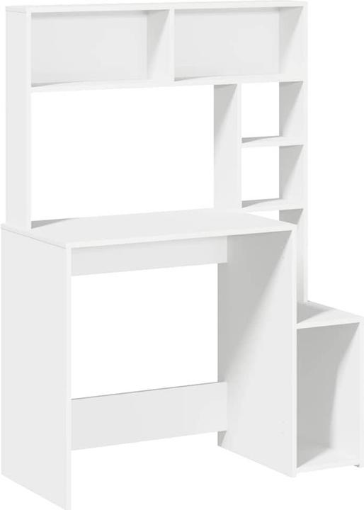 Actual product image VidaXL Desk with shelf White 100x45x140 cm Wood-based office desk Table (100 x 45 x 140 cm)