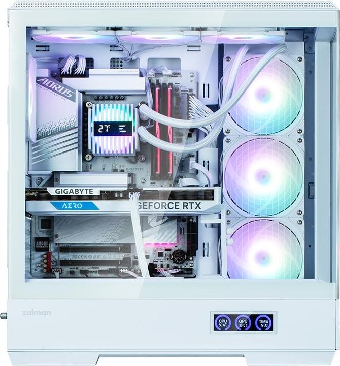 Actual product image Zalman GHE P50 DS ATX Case Tempered Glass Panoramic View - White (ATX)