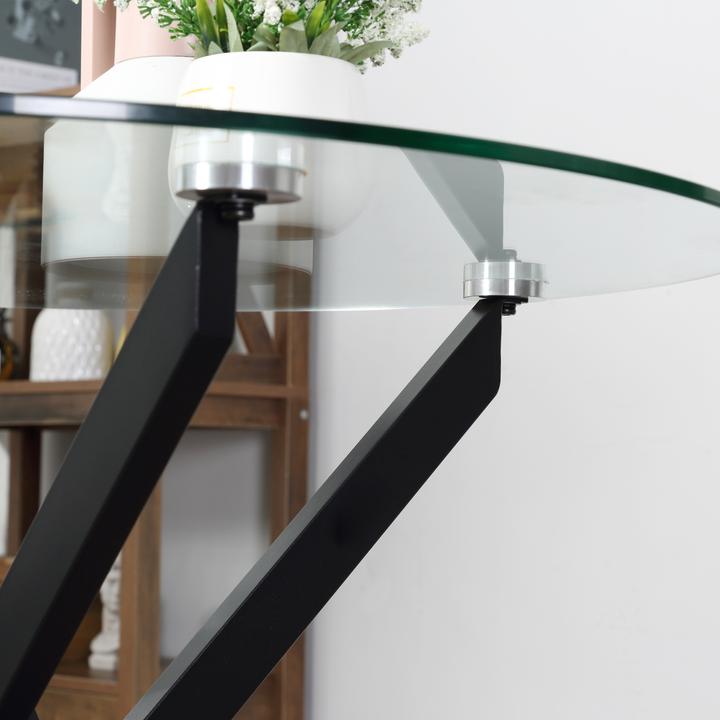 Produktbild Homcom Beistelltisch mit Glasplatte (80 x 80 x 75 cm)