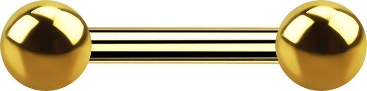 Star Piercing Barbell Innengewinde vergoldet mit zwei Kugeln (ohne Messing, Chirurgenstahl 316L)