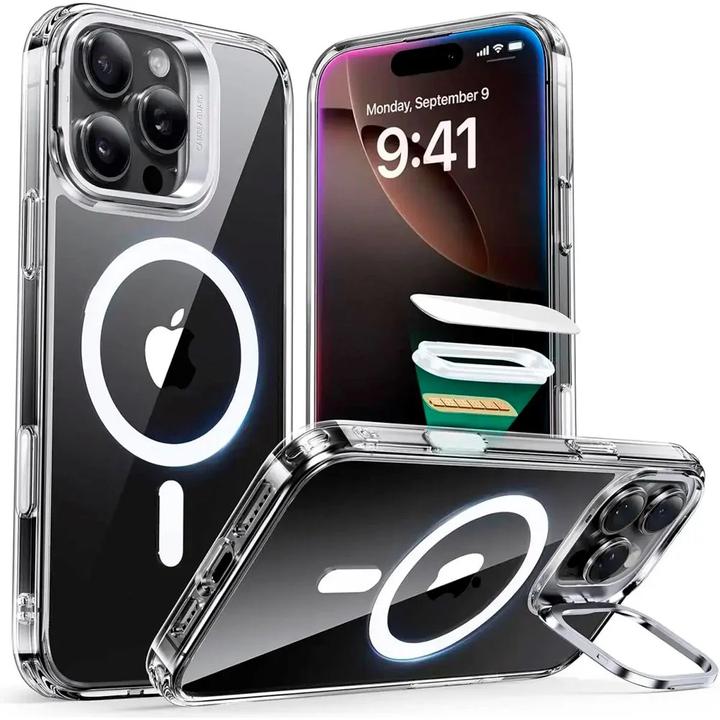 ESR - Classic Hybrid HaloLock Kickstand - iPhone 16 Pro Max - Clear (Apple iPhone 16 Pro Max)