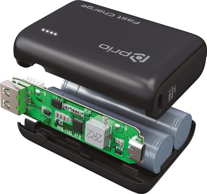 Produktbild prio Fast Charge (22.5W SCP/20W PD/ QC3.0 ) Power Bank 10.000mAh schwarz (10000 mAh, 37 Wh)