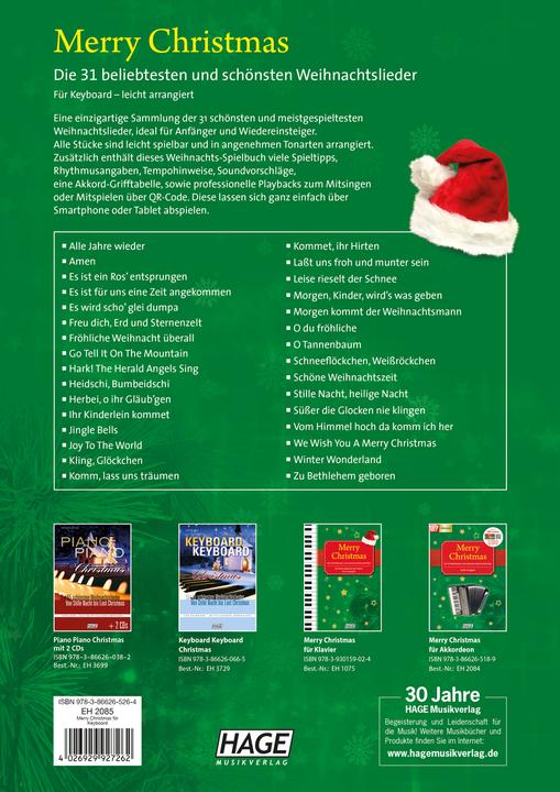 Produktbild Merry Christmas für Keyboard (Deutsch, HAGE Musikverlag, HAGE Musikverlag GmbH & Co. KG, 2021)