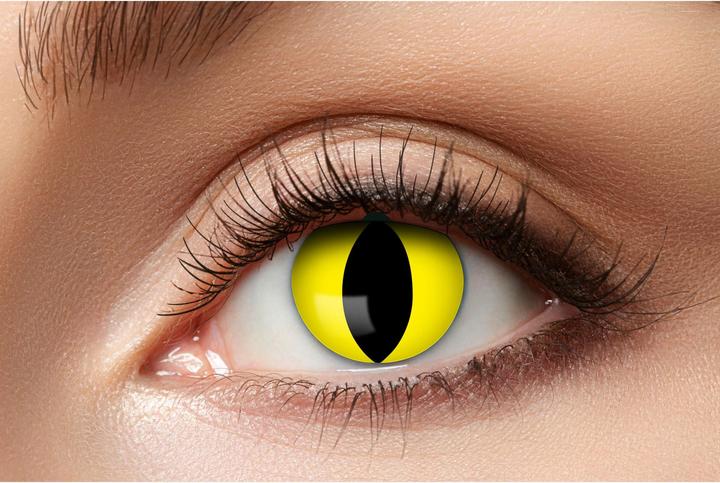 Actual product image Metamorph Yellow cat eye contact lenses - vegan