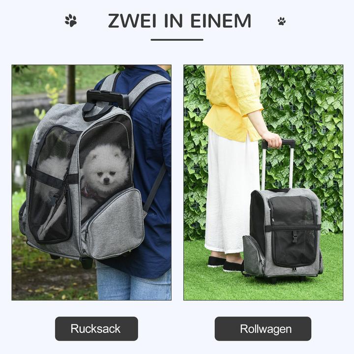 Produktbild PawHut Hundetrolley 2 in 1 Rucksack (Hund, Atmungsaktiv)