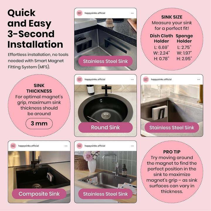 Produktbild Happy Sinks Magnetischer Geschirrtuchhalter - Geeignet für Metallsenken