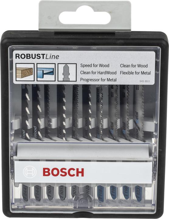 Produktbild Bosch Professional Zubehör 10-tlg. Stichsägeblatt-Set Wood and Metal, Robust Line, T-Schaft