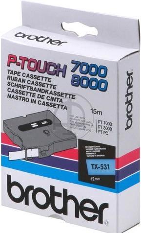 Image du produit Brother Ruban, laminé noir/bleu TX-531 PT-8000 12 mm (1.20 cm, Bleu, Noir)