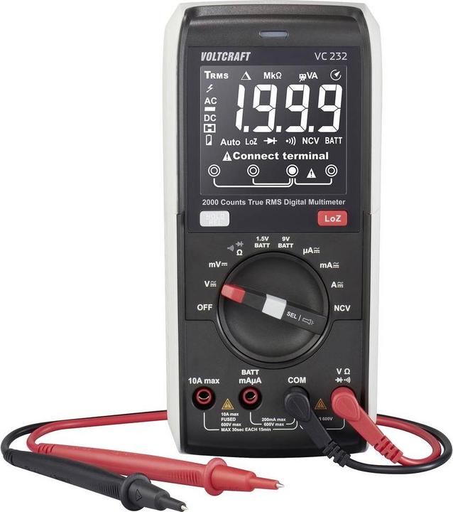 Produktbild Voltcraft VC 232 Hand-Multimeter kalibriert (ISO) digital CAT III 600 V Anzeige (CAT III 600V)