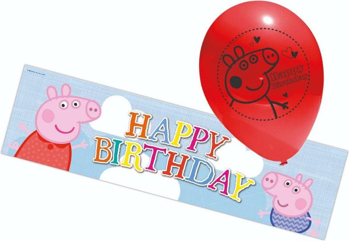 Peppa Pig Happy Birthday Banner With Balloons Set (Pack of 6) (5 x)
