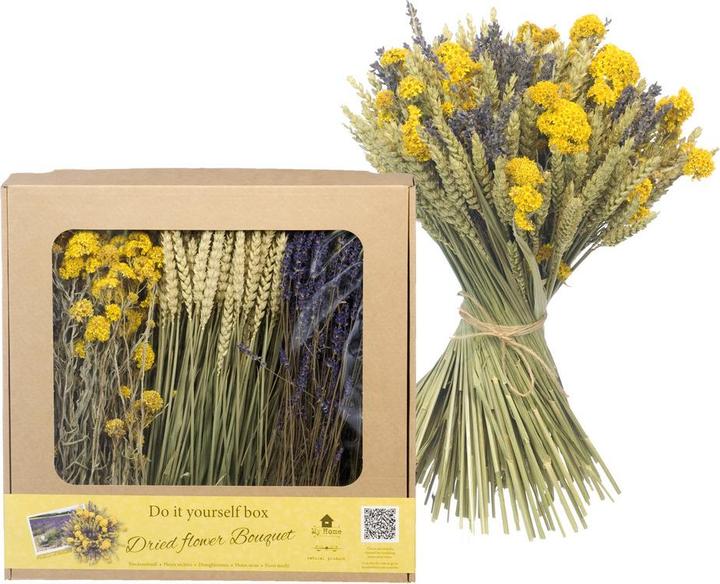 Actual product image Anjel Dried flowers with cardboard box yellow/blue (Dried flowers)