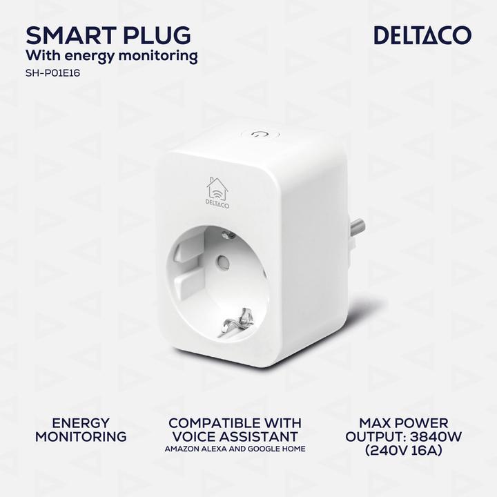 Actual product image Deltaco Smart Home indoor socket outlet with consumption monitor