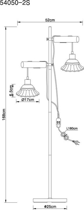 Actual product image Globo Floor lamp metal whitewashed, 54050-2S (E27)