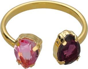 Victoria Cruz - Gold Plated Open Ring with Pink Glory Crystals A4904-26DA - Circuit: 54 mm (54)