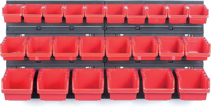 Kistenberg Hängewand mit 24 Werkzeugkästen ORDERLINE 800x165x400 (Kunststoff)