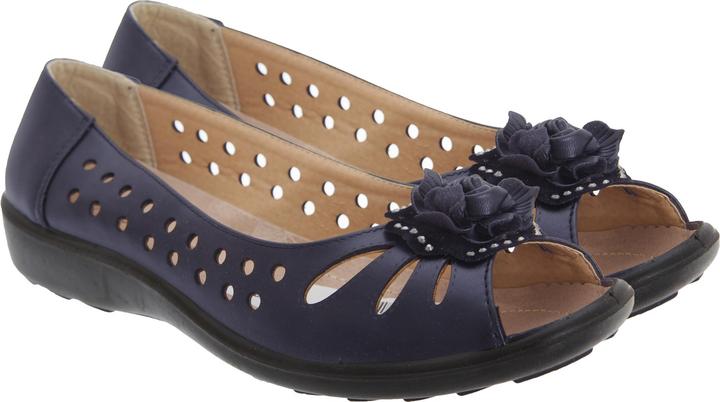 Actual product image Boulevard Ballerinas shoes with toe opening hole pattern and flower appliqué (38)