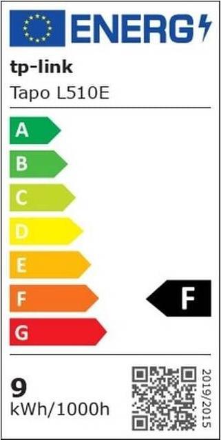 Energy Label TP-Link Tapo L510E (2-pack) (E27, 8.70 W, 806 lm, 2 x, F)
