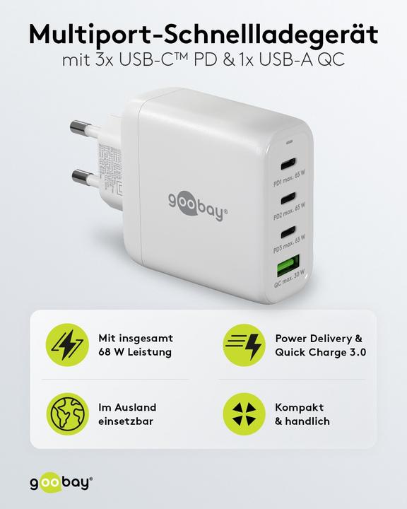 Produktbild Goobay Multiport-Schnellladegerät (68 W)