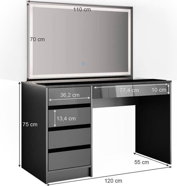 Produktbild Vicco Sherry mit Beleuchtung (120 x 55 x 75 cm)