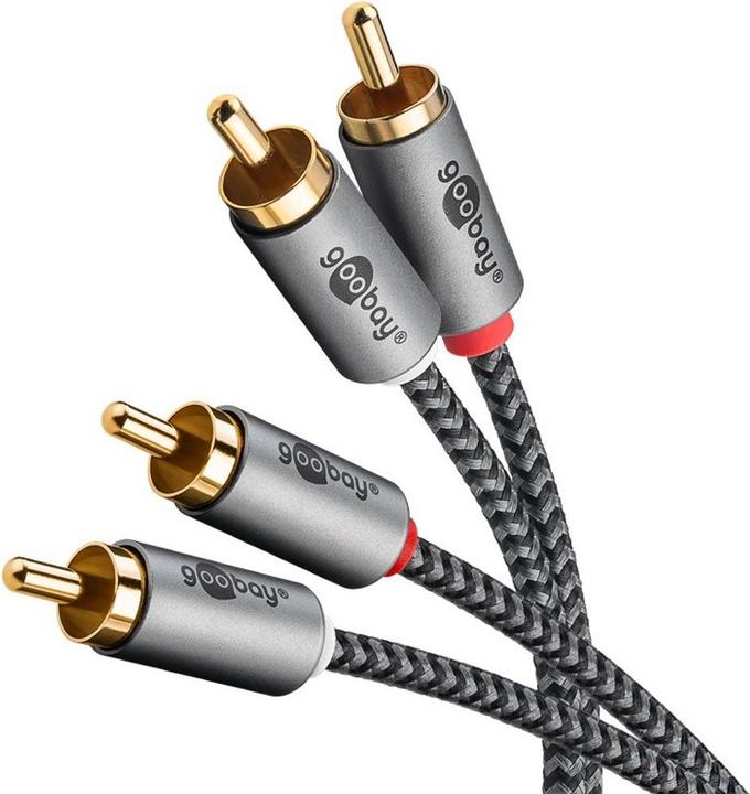 Immagine prodotto Goobay Cavo stereo cinch, 1 m, grigio pelle di squalo (1 m, Cinch)