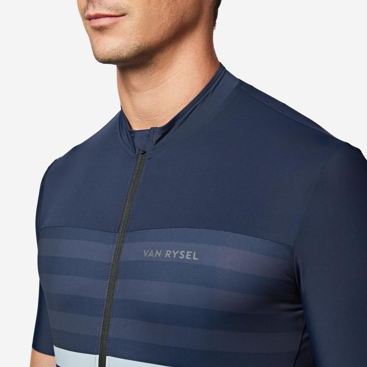 Image du produit Van rysel Maillot vélo route manches courtes été ajusté homme - EDR 2 bleu marinière (M)