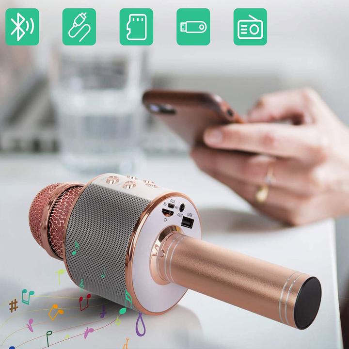 Actual product image Esmée Karaoke microphone with Bluetooth, AUX & speaker - rose gold (iOS/Android)
