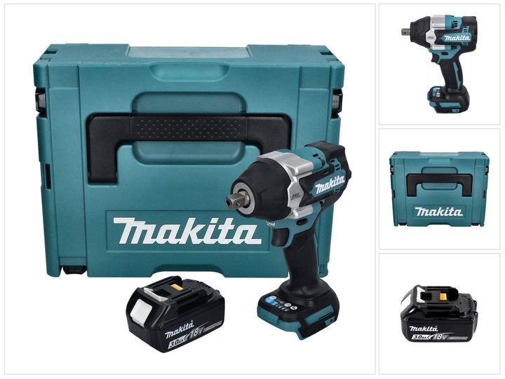 Produktbild Makita DTW 701 F1J Akku Schlagschrauber 18 V 700 Nm 1/2" XPT Brushless + 1x Akku 3,0 Ah + Makpac - (Akkubetrieb)