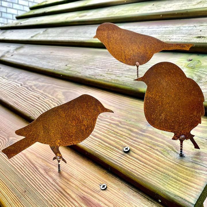 Produktbild Werkstein Metall Rost Vögel Baum Dekoration Garten Accessoire 4er Set