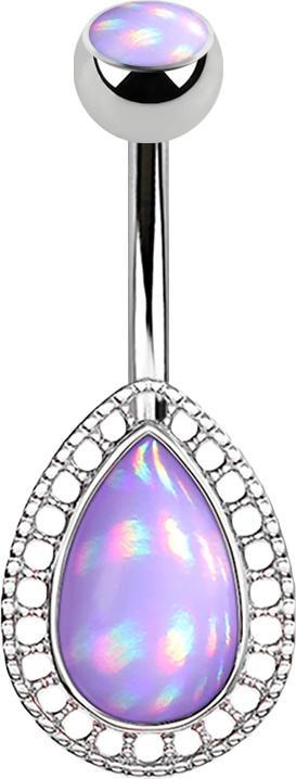 Star Piercing Banane silber Tropfen mit Epoxidstein violett (Messing, Chirurgenstahl 316L)