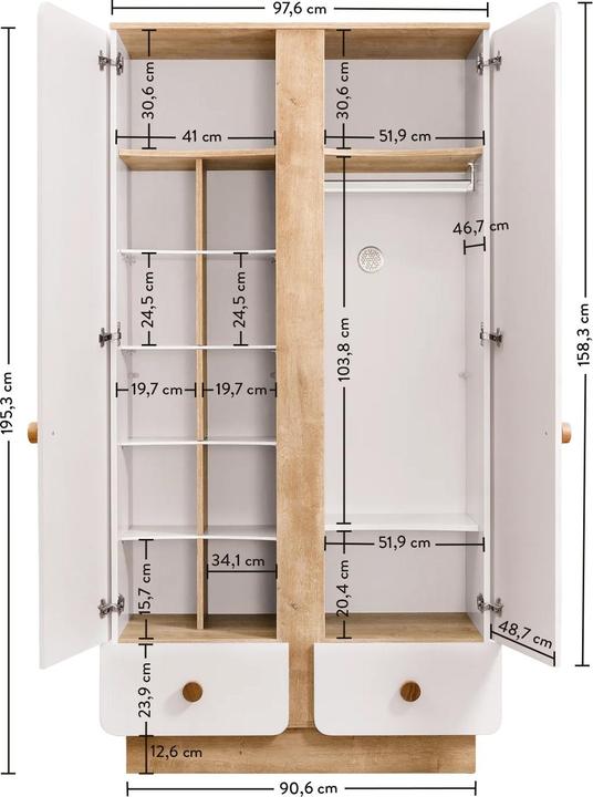 Produktbild Cilek Natura Baby Kleiderschrank 2-türig (104 cm)
