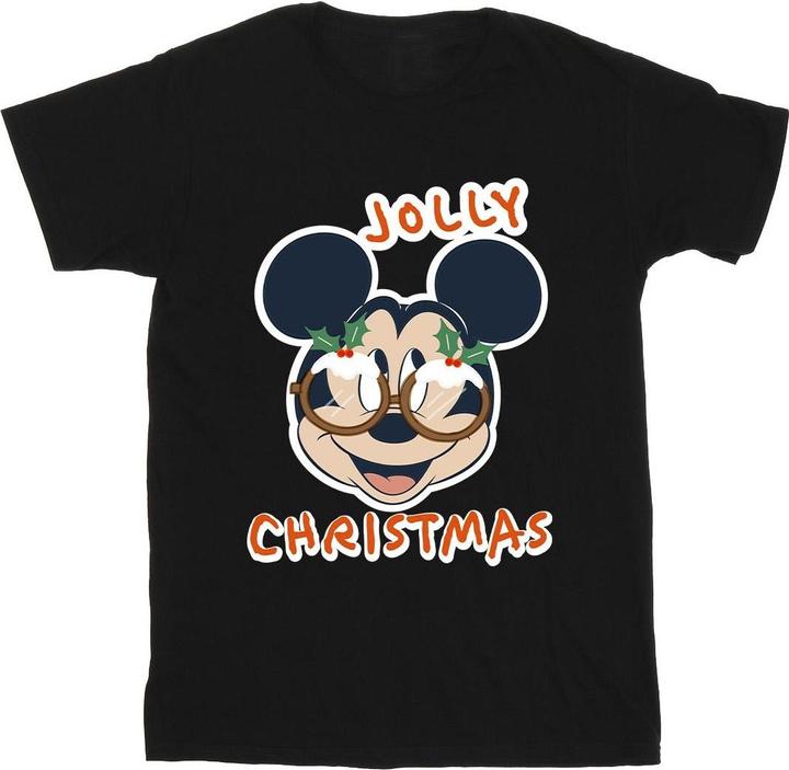 Disney Mickey Mouse Jolly Christmas Glasses TShirt (5XL)