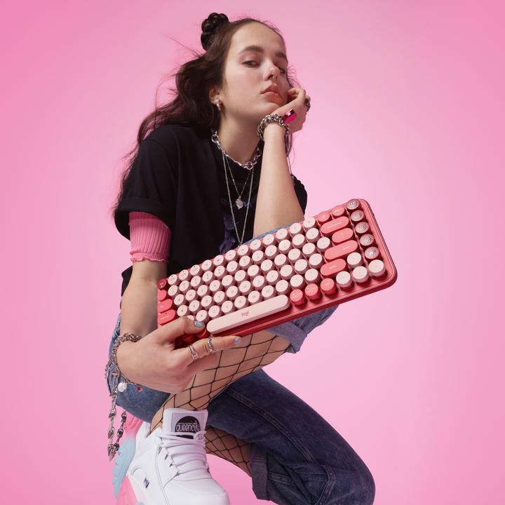 Produktbild Logitech Pop Keys, Mini, RF Wireless + Bluetooth, Mechanischer Switch, QWERTY, Pink (US)