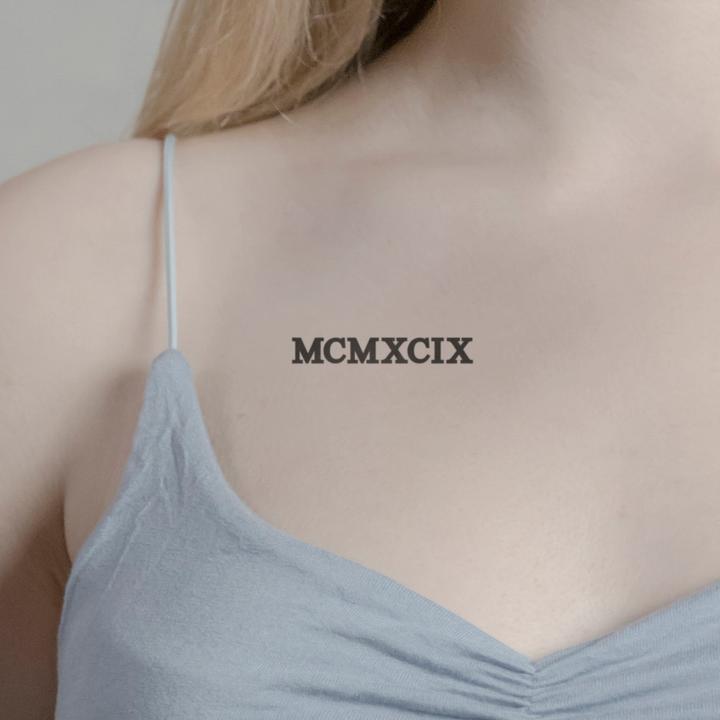 Actual product image minink Temporary tattoo - Roman numeral MCMXCIX (1999)