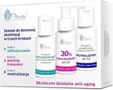 Actual product image Ava Cosmetics PHT Zestaw do domowej eksfoliacji: preparat odtłuszczający 50ml + kwas mlekowy 30% 50ml + (Facial care set)