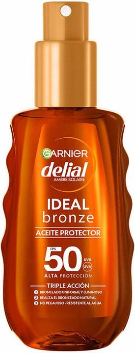 Immagine prodotto Garnier Delial IDEAL Olio Protezione Bronzo SPF 50 per un'abbronzatura uniforme e radiosa 150ml (Olio abbronzatura, SPF 50, 160 g)