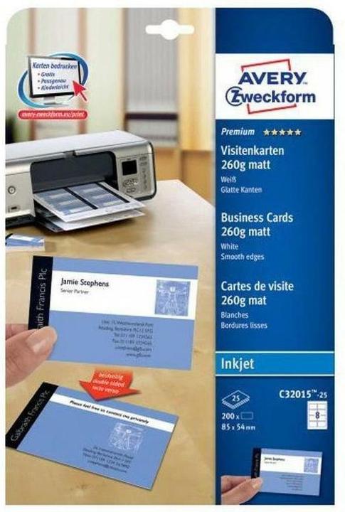 Produktbild Avery Premium-Visitenkarten (260 g/m², 200 x, A4)
