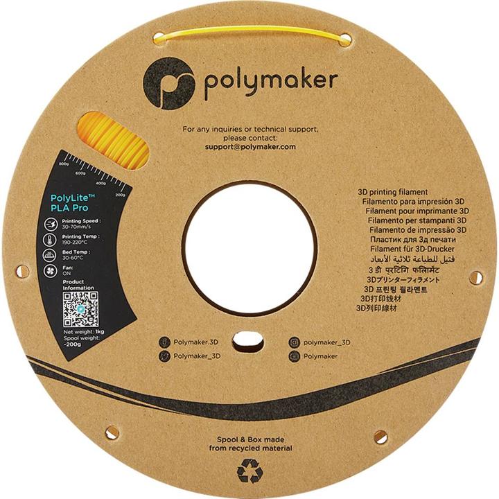 Image du produit Polymaker PolyLite PLA PRO Jaune 1.75mm 1kg (PLA-R, 1.75 mm, 1000 g, Jaune)
