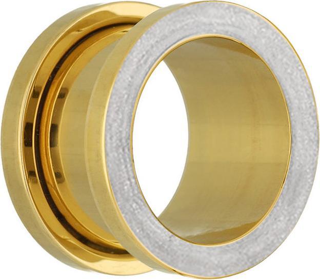 Produktbild Star Piercing Flesh Tunnel vergoldet mit Epoxy weiss (ohne Messing, Chirurgenstahl 316L)