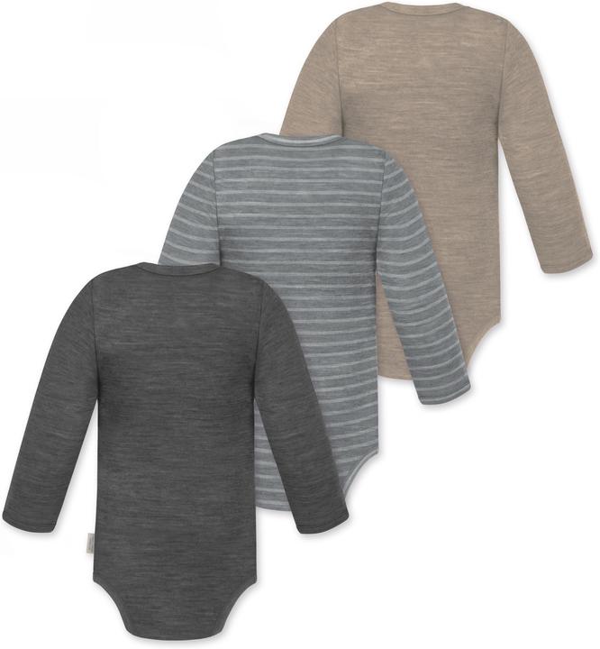 Actual product image Normani 3-pack baby merino long-sleeved body "Tuai" - 9403 (80)