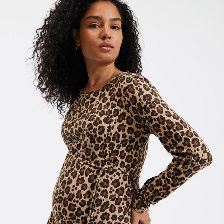 Image du produit La Redoute Collections Robe de maternité en jersey imprimé léopard (XL)