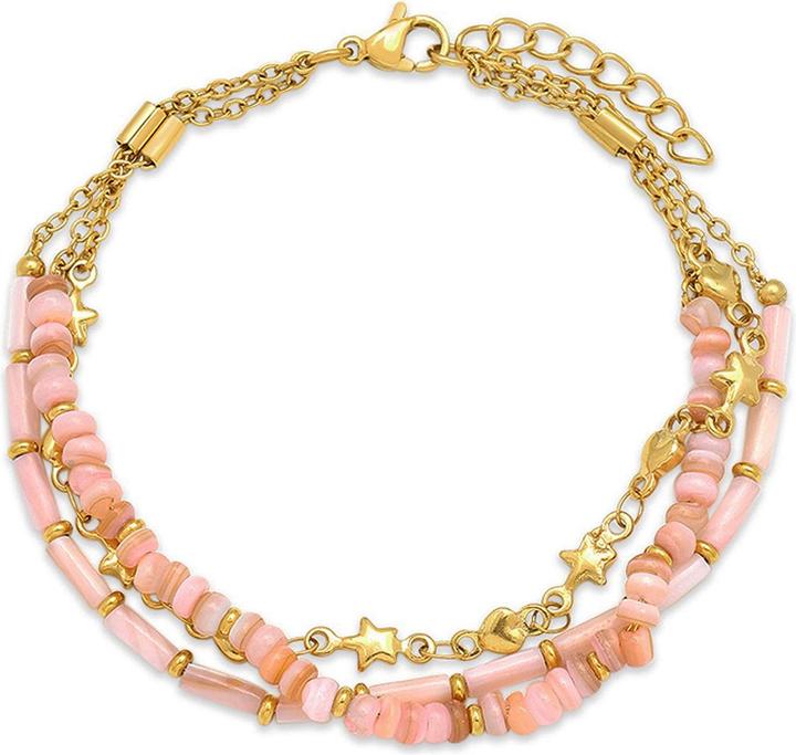 Leyda Armband Perlmutt Edelstahl (19.50 cm, Stein, Edelstahl Gelb Vergoldet 18K)