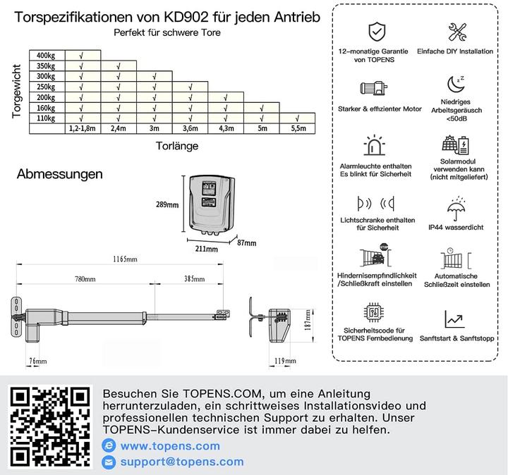 Produktbild Topens Torantrieb 2-Flügelig KD902