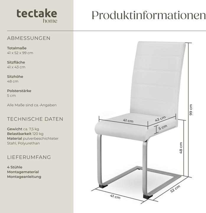 Produktbild tectake 4x Schwingstuhl