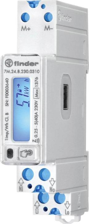 Produktbild Finder 7M.24.8.230.0310 kWh-meter 1-fase Digitaal 40 A Conform MID: Ja 1 stuk(s)