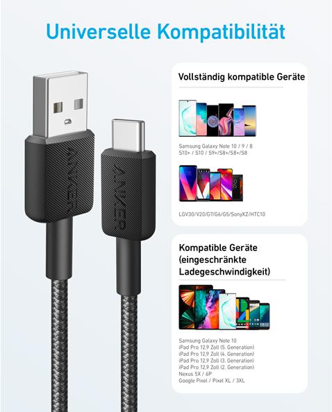 Produktbild Anker USB A – USB C (1.80 m, USB 2.0)